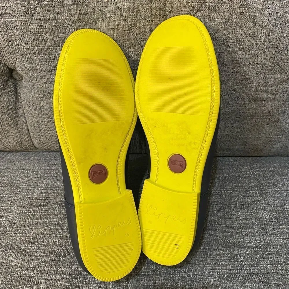 CAMPER Navy Blue Yellow Leather Loafers Men’s Size 45